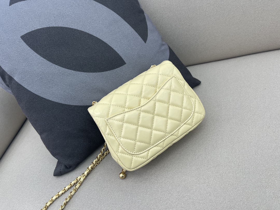 Mini Classic Flap Lambskin Bag AS1786 Light Yellow/Gold